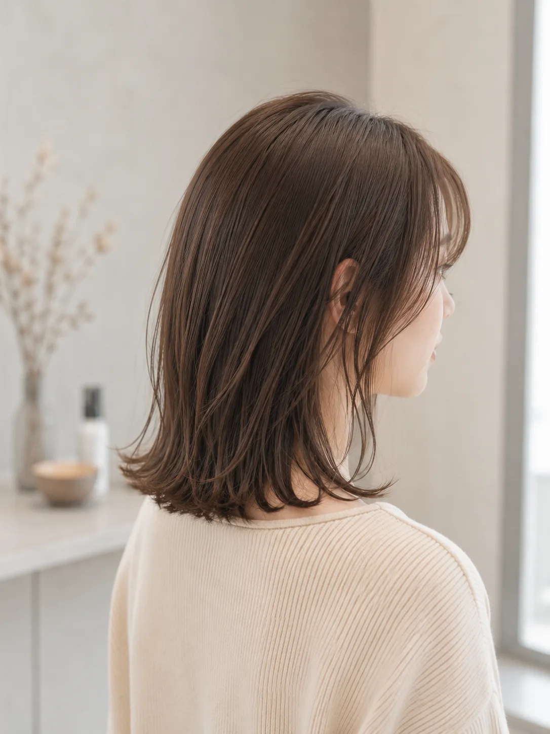 輪郭を拾う、あご下のミニボブ